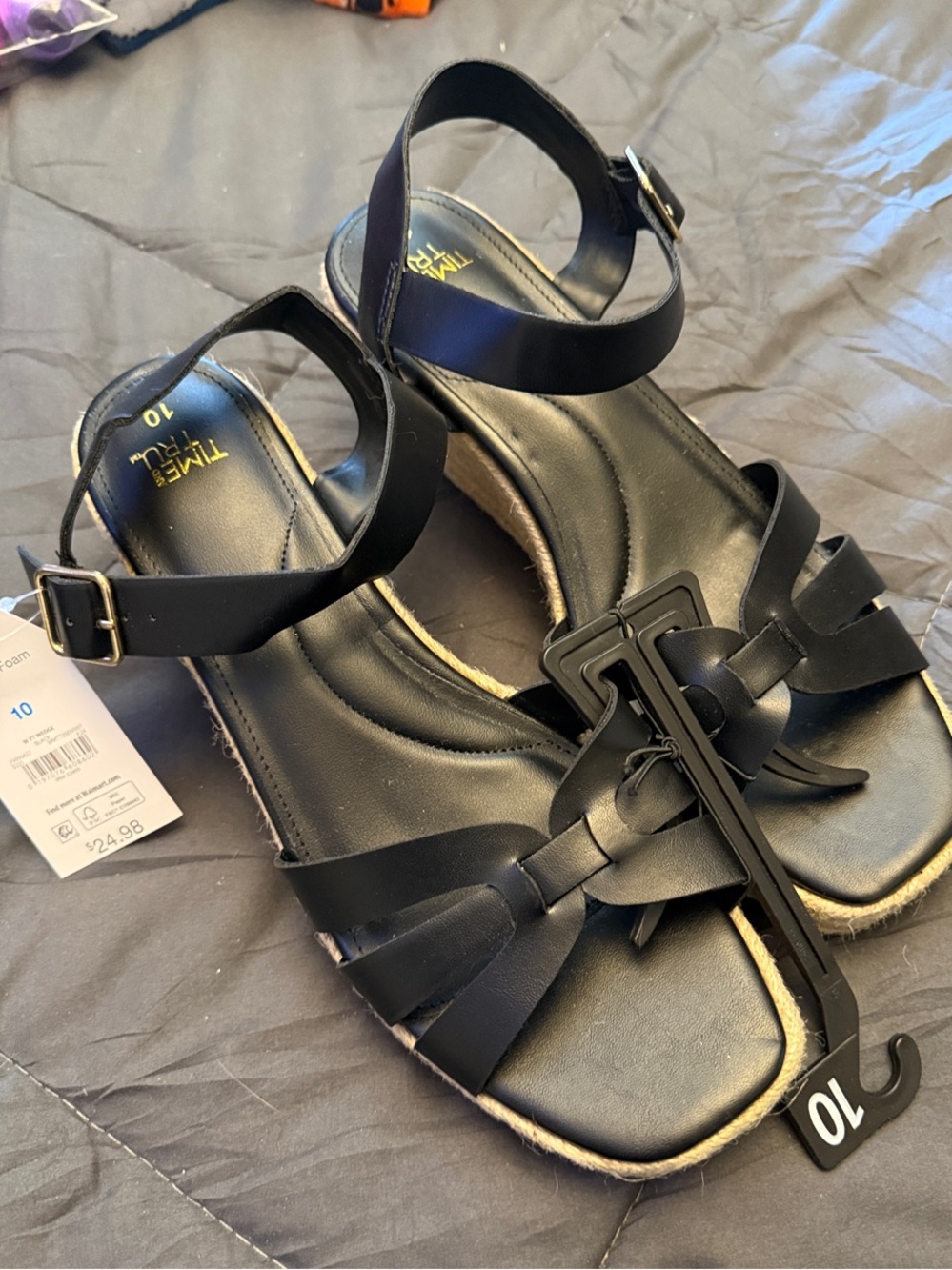 🖤 Black Women's Ankle-Strap Sandals Sz 10 NEW
